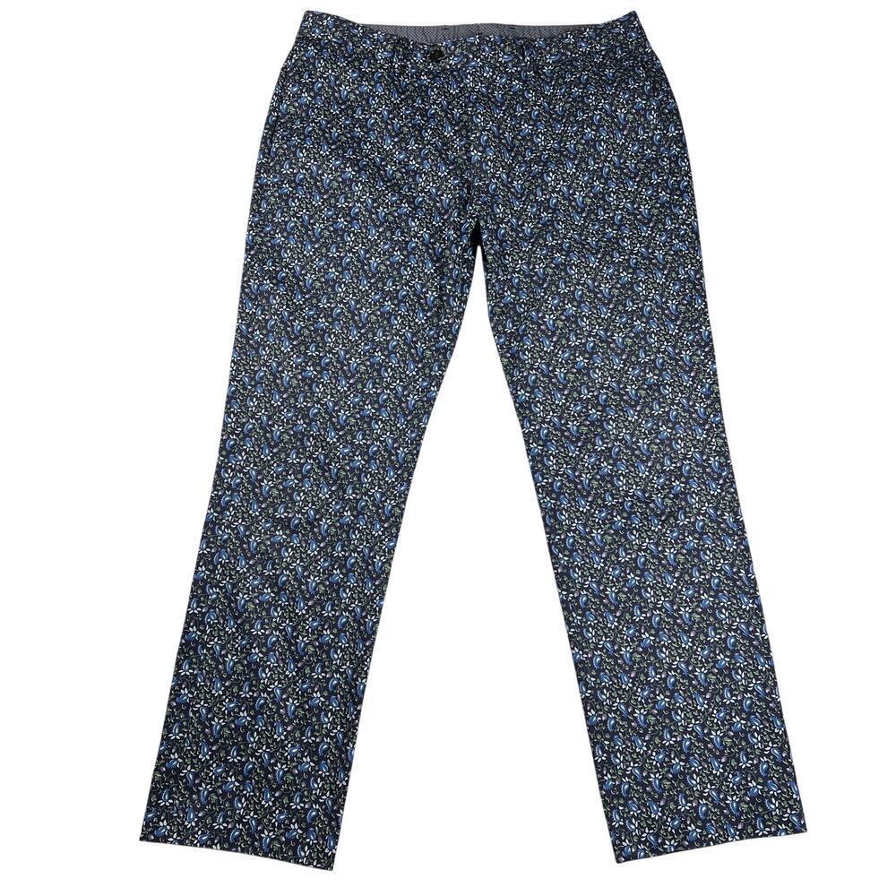 Bonobos Women’s Navy Blue Floral Slim Chino Pants Size 35 Waist, Inseam 30”